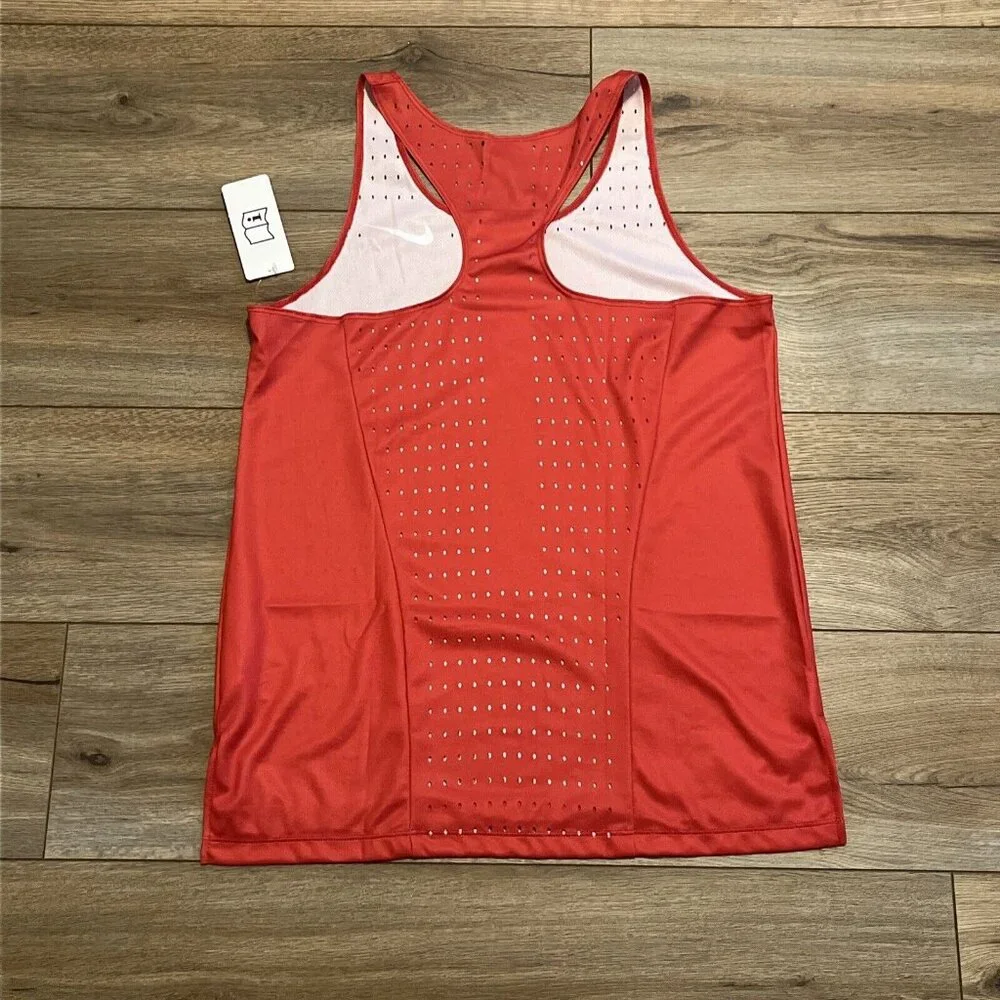 Women's Nike NSU Digital Elite Fast Running Singlet MEDIUM Track CV3599 Red Mesh
